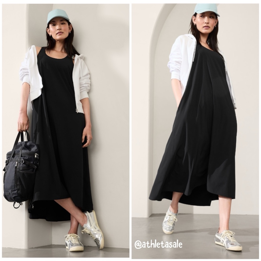 Athleta Black Sleeveless Maxi Tank Dress